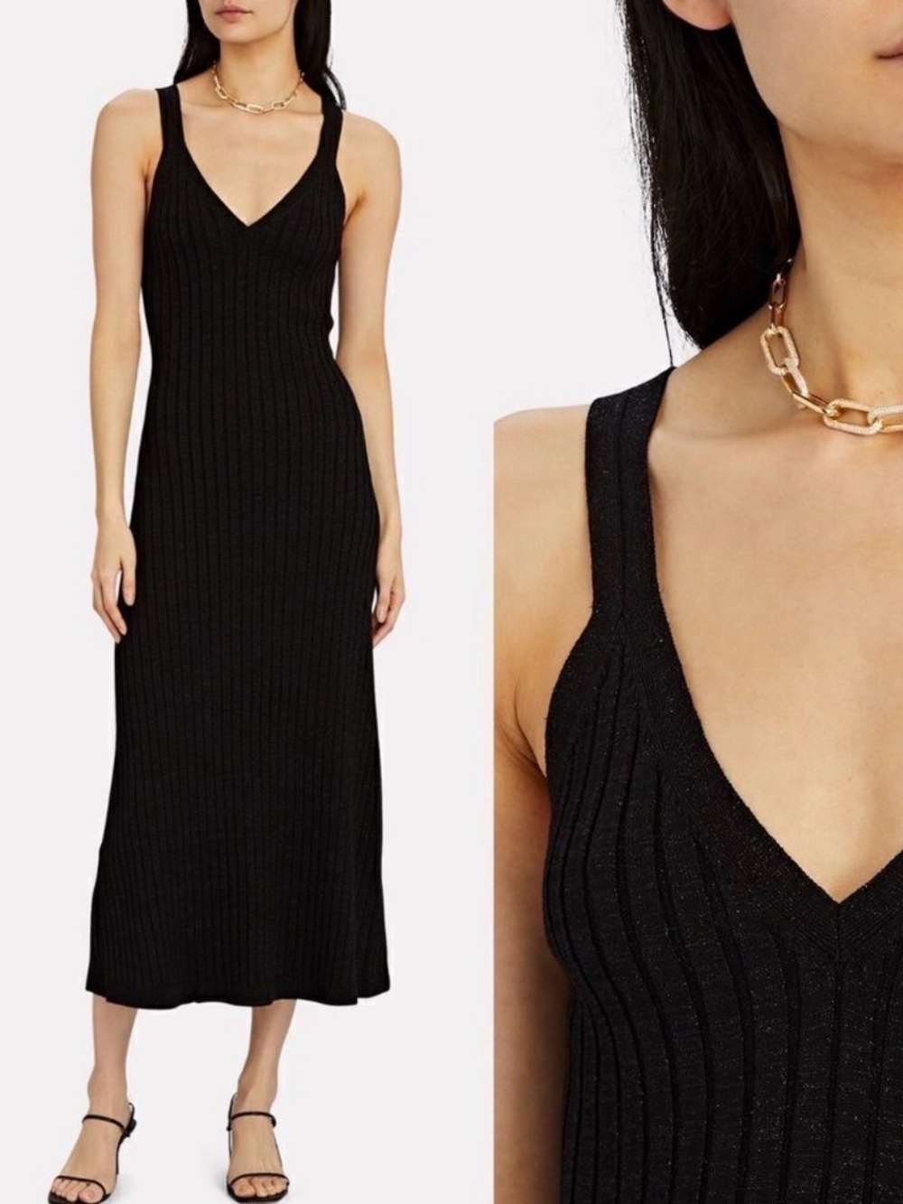 Significant other Goldie black shimmer knit maxi dress